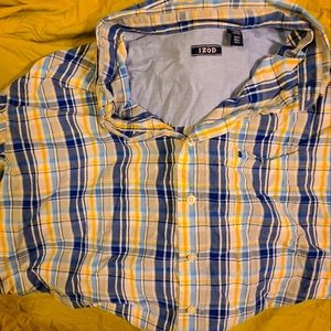 Izod Plaid Short Sleeve Casual Button Down Shirt